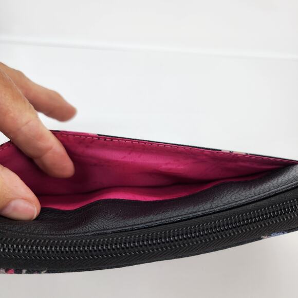 Lily Bloom Clutch Floral Black Pink Flower Zip Around Wallet Accordion Organizer - Picture 7 of 15